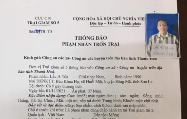 truy tim pham nhan tron khoi trai giam so 5 o thanh hoa hinh anh 1