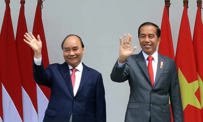 Lễ đón trọng thể Chủ tịch nước Nguyễn Xuân Phúc thăm Indonesia
