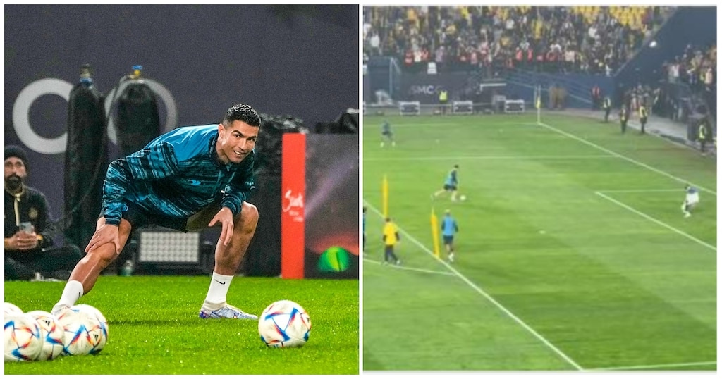 Ronaldo "muối mặt" khi biểu diễn kỹ thuật trong buổi tập đầu tiên ở Al Nassr