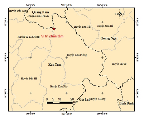 Kon Tum struck by five consecutive tremors