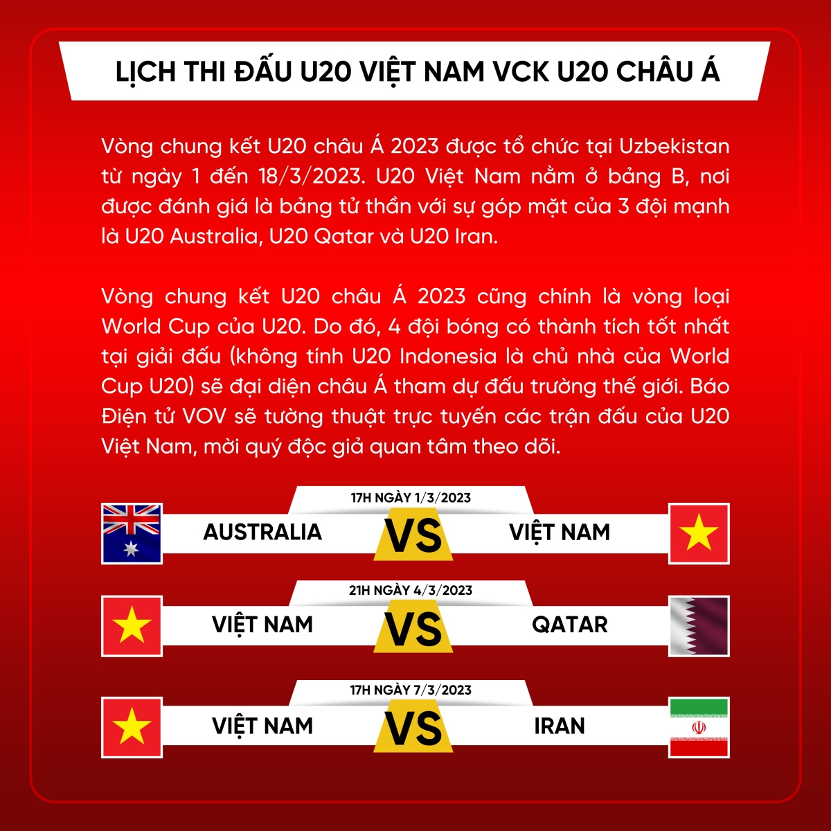 lich thi dau u20 viet nam tai vck u20 chau A 2023 hinh anh 1