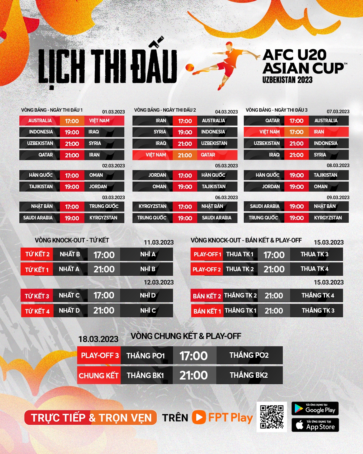 Lịch thi đấu và trực tiếp VCK U20 châu Á 2023 U20 Việt Nam vượt núi cao?