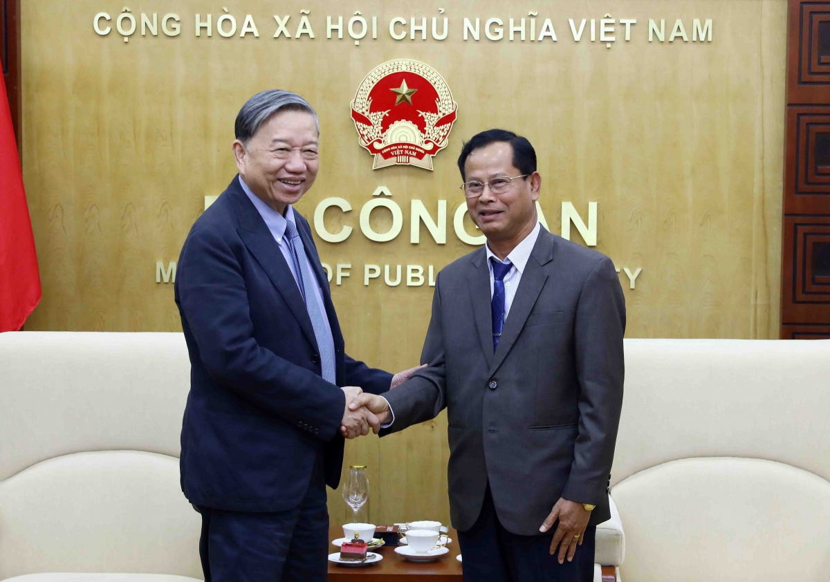 Bộ trưởng Bộ Công an Tô Lâm tiếp Thứ trưởng Bộ Công an Lào