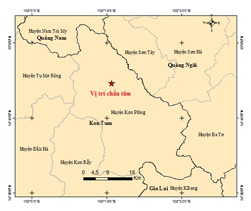 Kon Tum xảy ra động đất mạnh 3.1