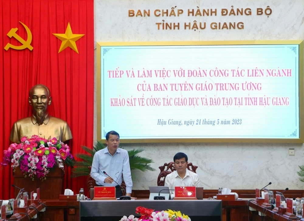 Ban Tuyên giáo Trung ương làm việc tại tỉnh Hậu Giang về công tác giáo dục và đào tạo