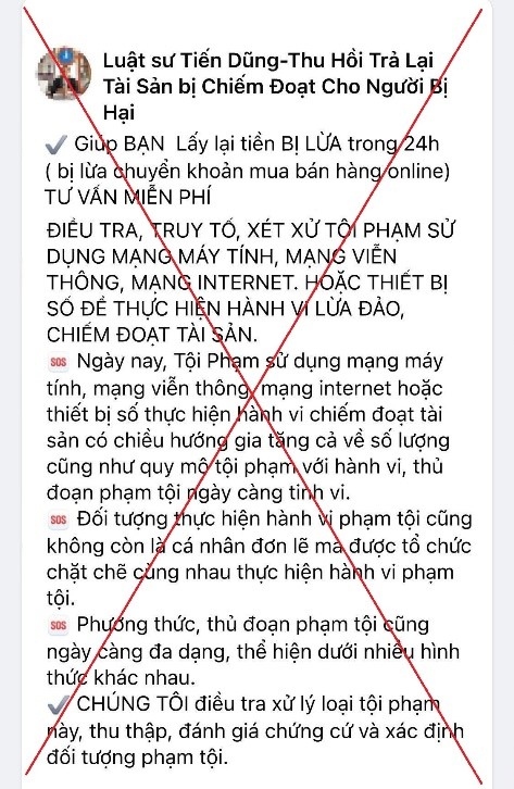 cong an ha noi canh bao chieu gia danh luat su ho tro thu hoi tien lua dao hinh anh 1