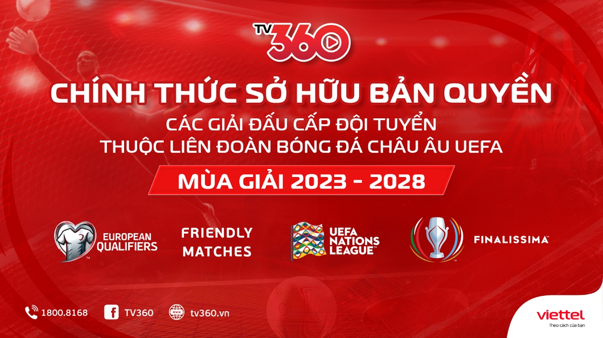 Viettel TV360 sở hữu bản quyền các giải đấu cấp đội tuyển thuộc UEFA