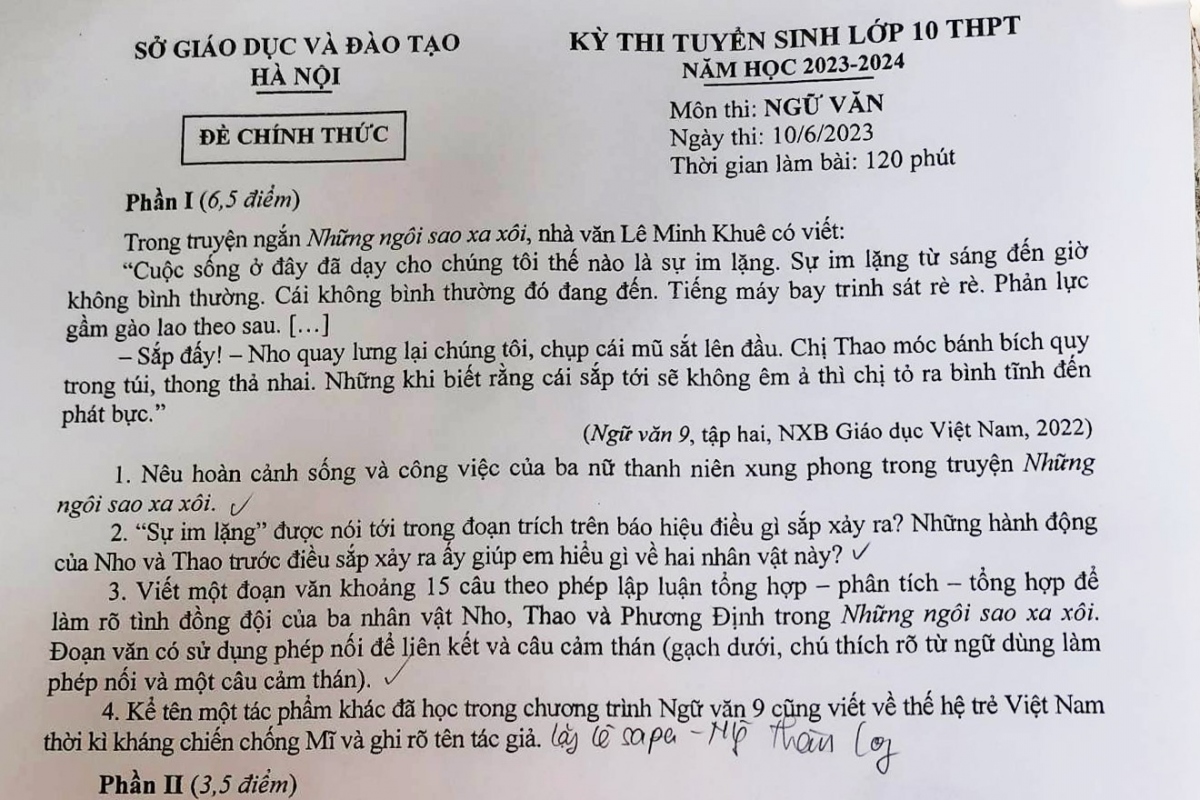 Tác phẩm "Những ngôi sao xa xôi" vào đề thi Ngữ văn lớp 10 Hà Nội