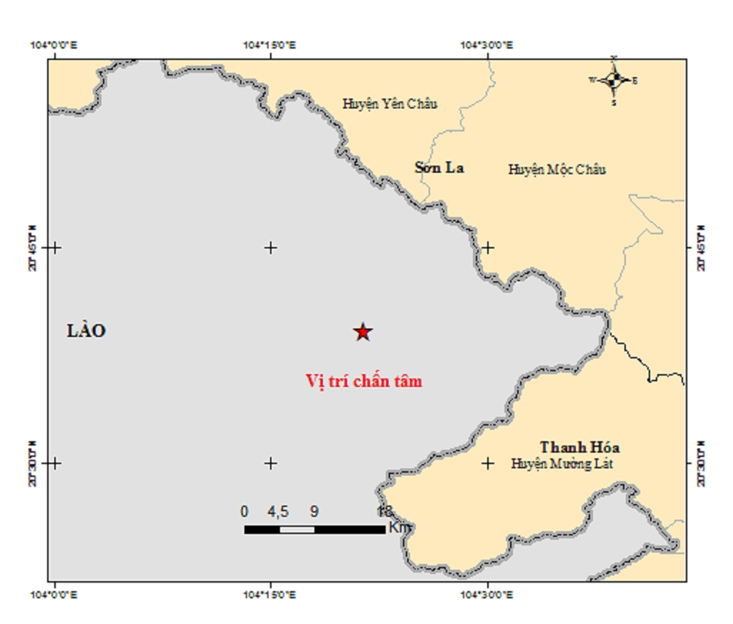 Khu vực biên giới ở Sơn La xảy ra trận động đất