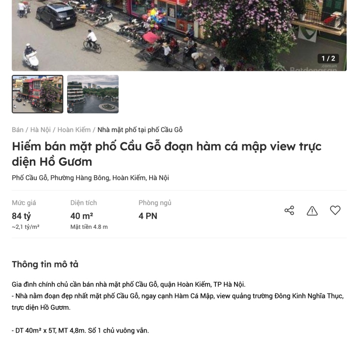 nha pho co ha noi o at rao ban gia dat giat minh 2,1 ty dong m2 hinh anh 1