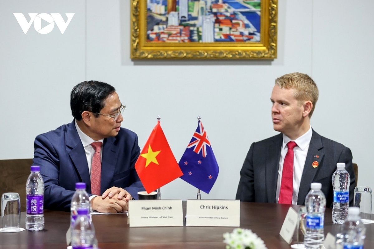 pm chinh meets leaders of new zealand, mongolia, barbados at wef tianjin picture 1