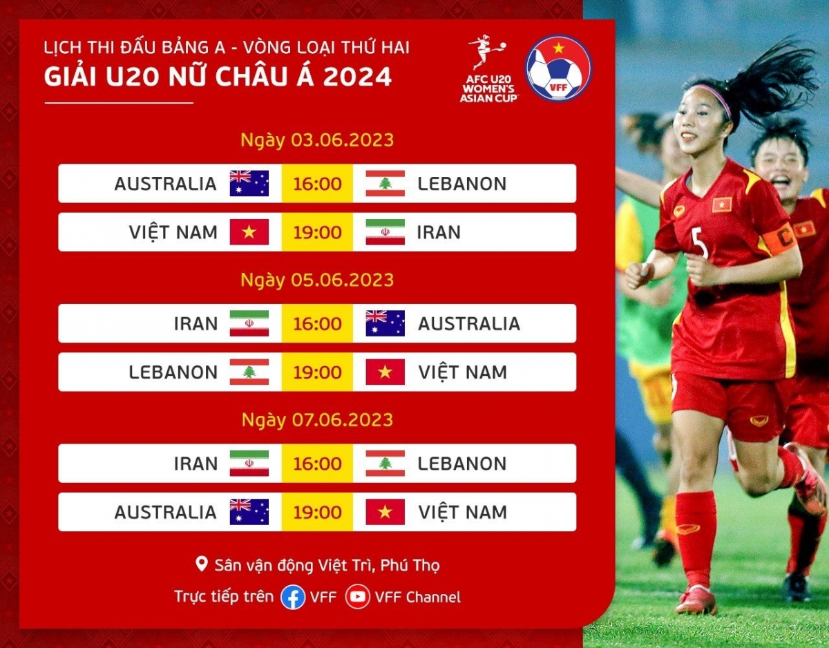 lich thi dau u20 nu viet nam tai vong loai u20 nu chau A 2024 hinh anh 1