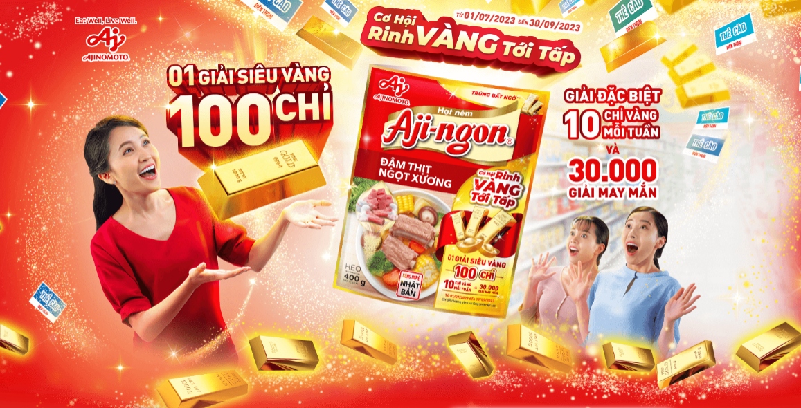 Mở gói hạt nêm Aji-ngon® "rinh vàng tới tấp" ngay hôm nay