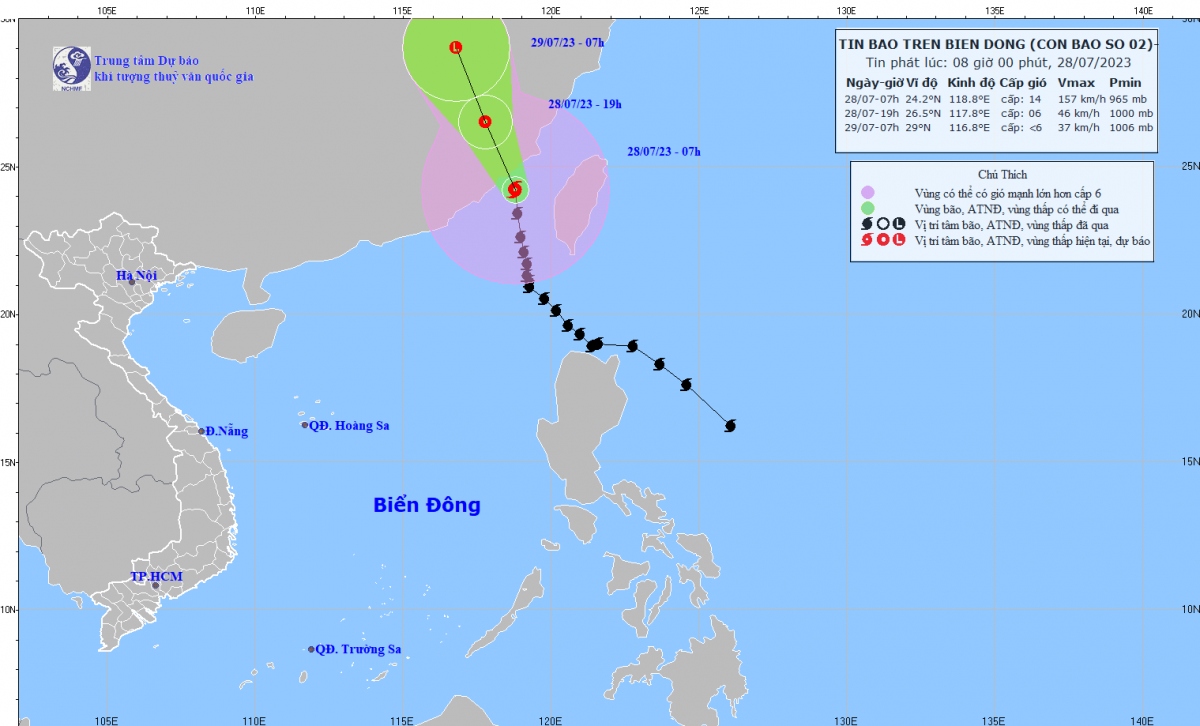 Bão số 2 đang trên vùng biển phía Nam Phúc Kiến (Trung Quốc), gió giật cấp 16