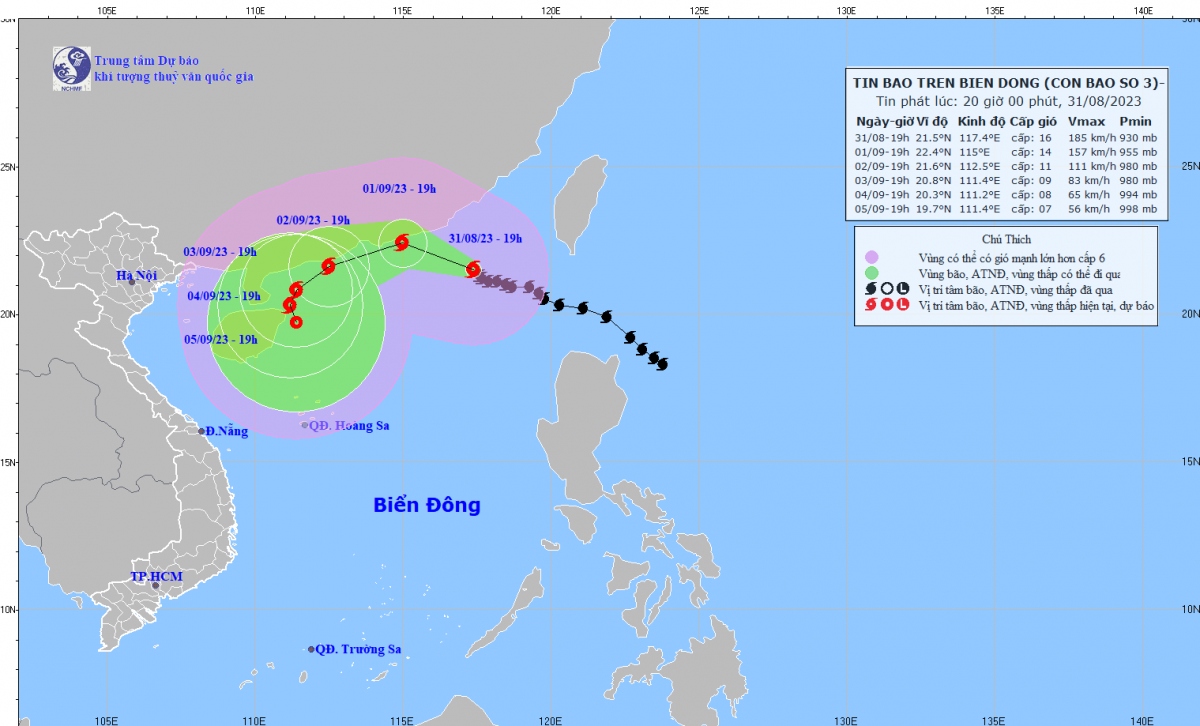 Bão số 3 gió giật trên cấp 17, ảnh hưởng khu vực Bắc Biển Đông