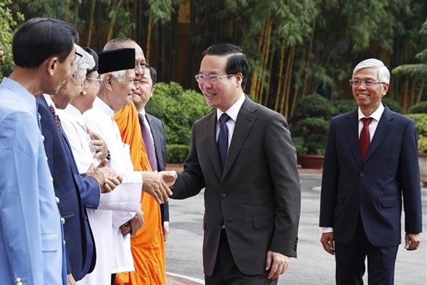 state president meets hcm city s religious dignitaries, intellectuals picture 1