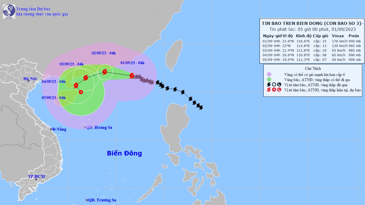 Bão số 3 di chuyển nhanh, sức gió mạnh nhất giật trên cấp 17