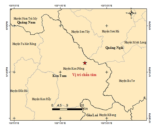 3 trận động đất xảy ra tại Kon Tum