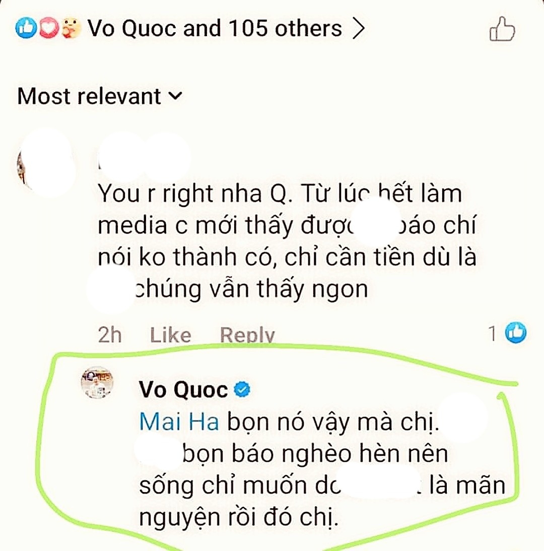 Xác minh tài khoản Facebook Vo Quoc xúc phạm báo chí