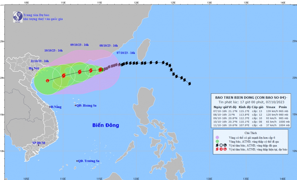 Bão số 4 duy trì cường độ rất mạnh nhưng hầu như ít dịch chuyển