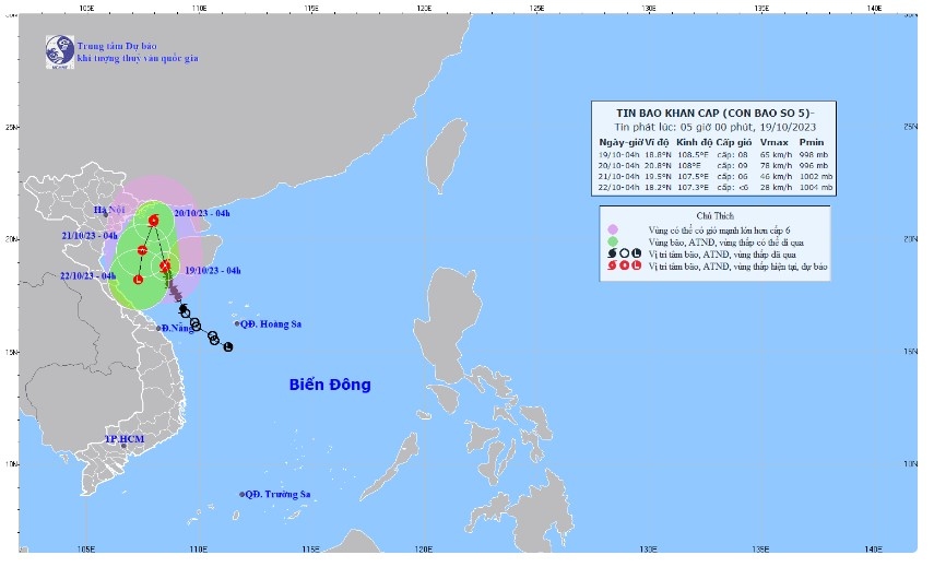 Bão số 5 khả năng đổi hướng đột ngột trên Vịnh Bắc bộ, Miền Bắc đón không khí lạnh
