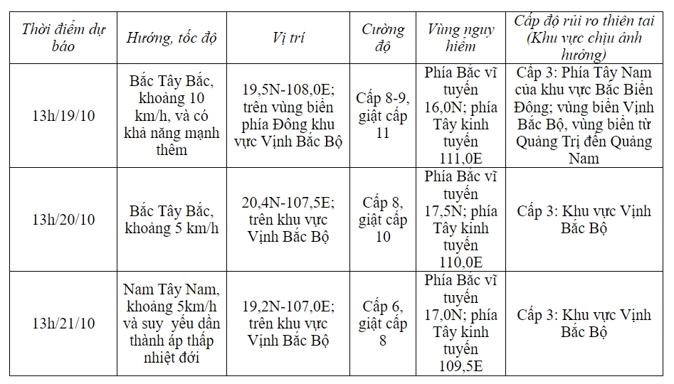 Bão số 5 giật cấp 10, cách Quảng Trị