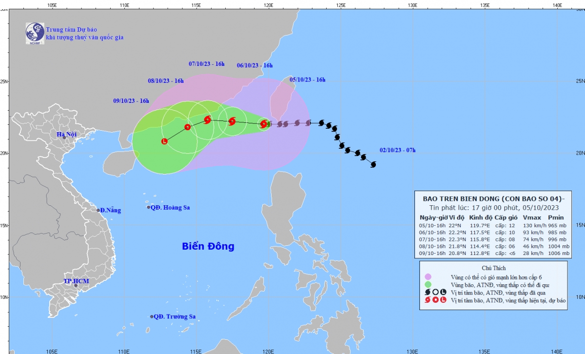 Bão Koinu giật cấp 15, cách Quảng Đông (Trung Quốc) khoảng 370km