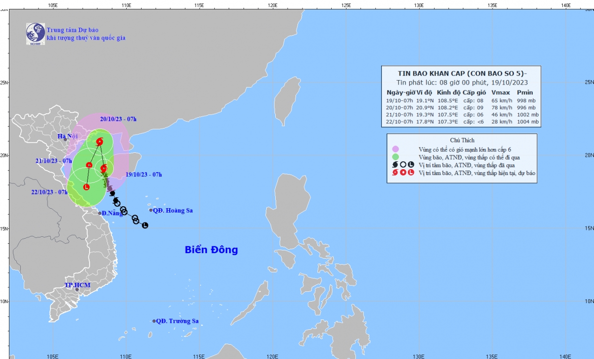 Bão số 5 tương tác với không khí lạnh, có đường di chuyển phức tạp