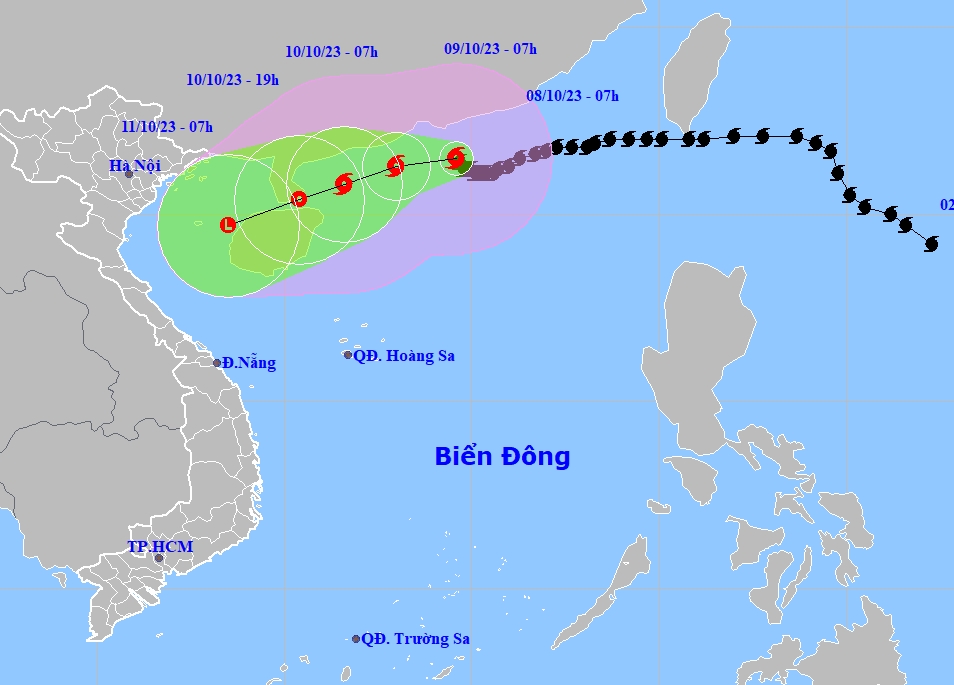 Bão số 4 giật cấp 15 di chuyển chậm theo hướng Tây Tây Bắc