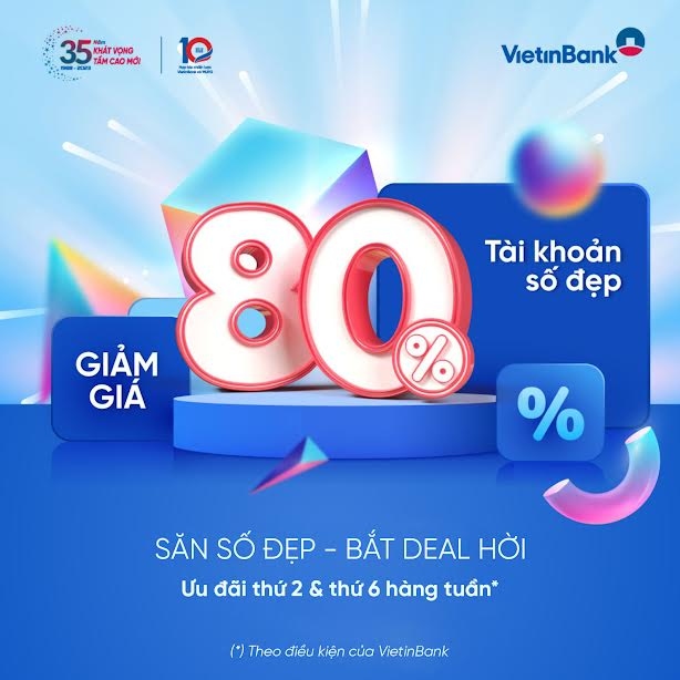 VietinBank giảm sốc phí dịch vụ tài khoản số đẹp và Alias