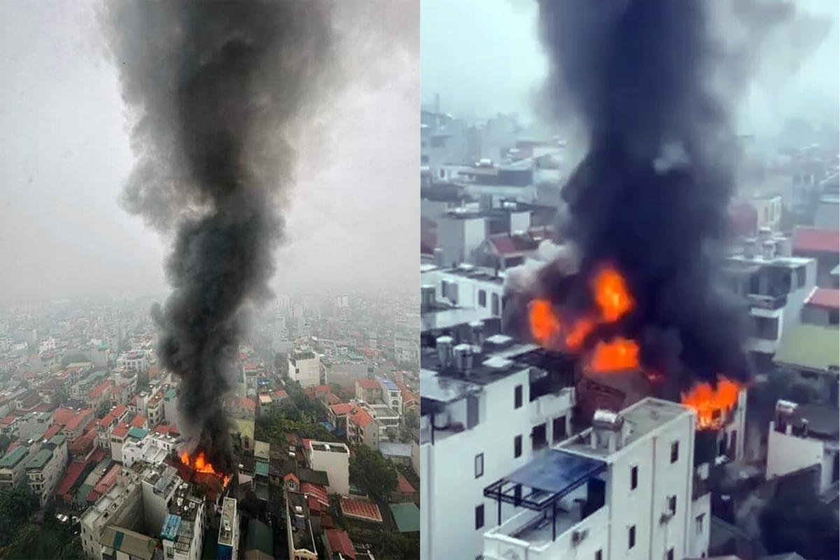 chay ngun ngut tren tang tum nha dan o long bien, ha noi hinh anh 1