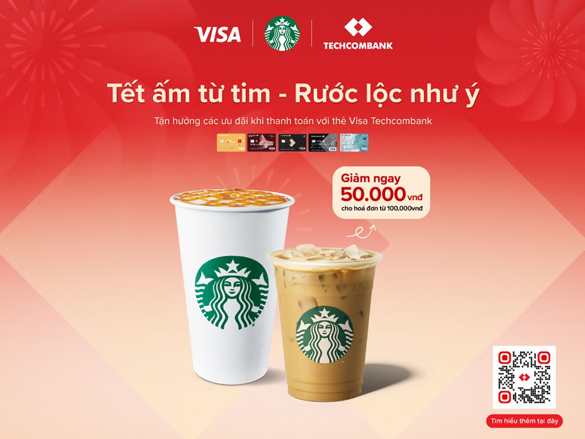 techcombank hop tac toan dien cung starbucks vietnam hinh anh 1