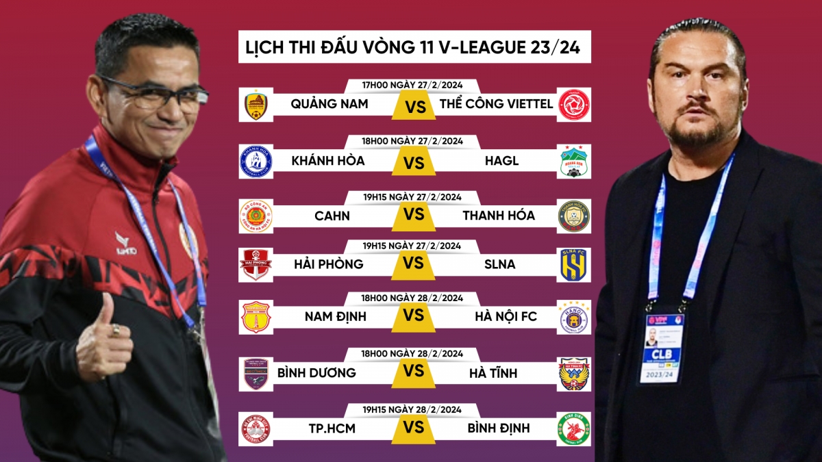 Lịch thi đấu vòng 11 V-League 2023/2024: Nóng bỏng với 2 trận đại chiến