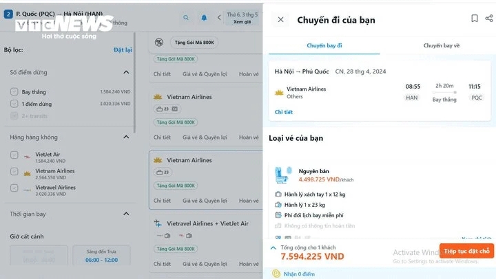 Giá vé máy bay 30/4 lại 'nóng'