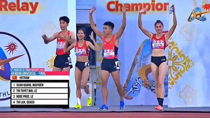 vietnamese track-and-field athletes win bronze at asian relay championship picture 1