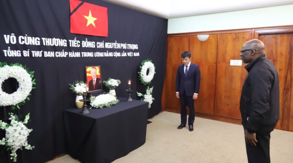 african political parties leaders sign condolence books in memory of vietnamese party chief picture 1