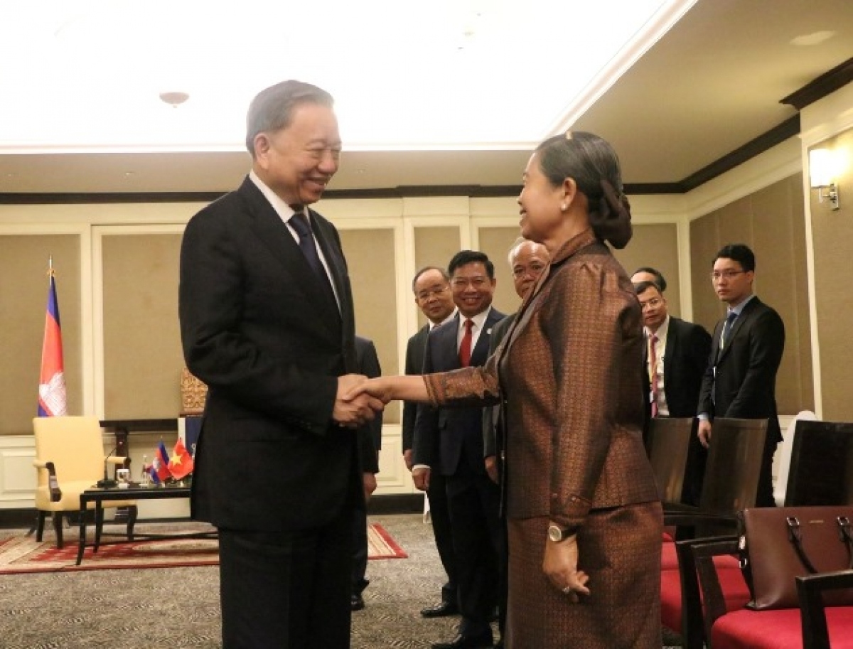 state leader meets cambodia-vietnam friendship association chairwoman picture 1