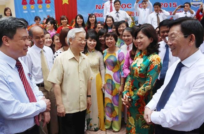 Tổng Bí thư Nguyễn Phú Trọng: Thưa thầy cô, em xin được dự với tư cách là cựu học sinh