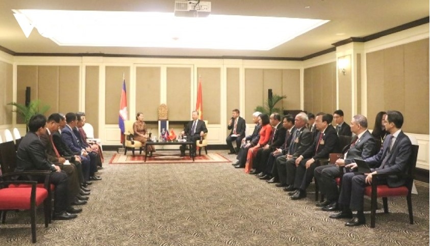 state leader meets cambodia-vietnam friendship association chairwoman picture 2