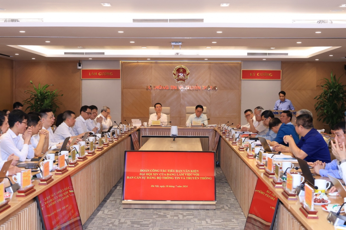 Đoàn Tiểu ban Văn kiện Đại hội XIV làm việc tại Bộ Thông tin và Truyền thông