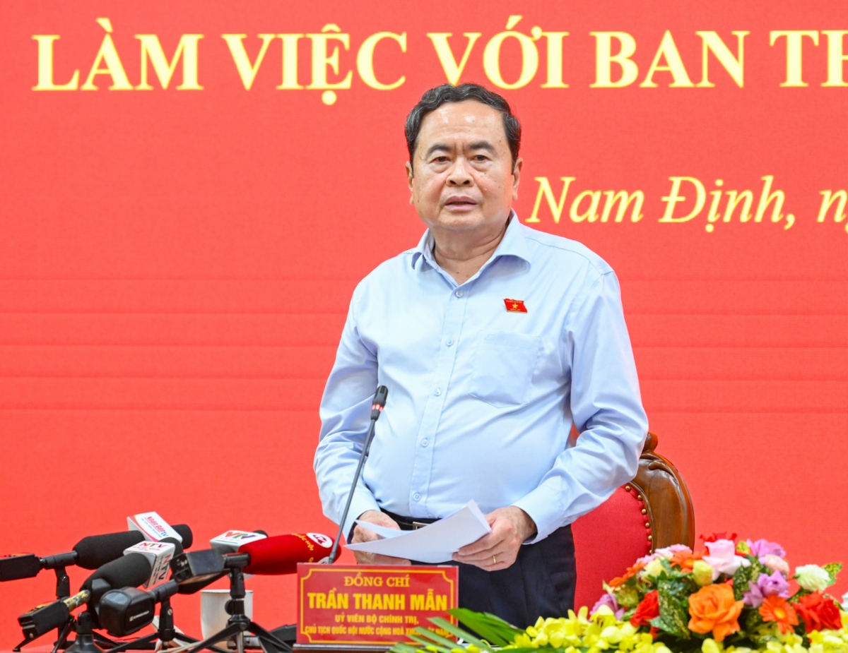 Chủ tịch Quốc hội Trần Thanh Mẫn làm việc với Ban Thường vụ Tỉnh ủy Nam Định