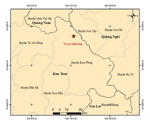 Kon Tum liên tiếp xảy ra 4 trận động đất