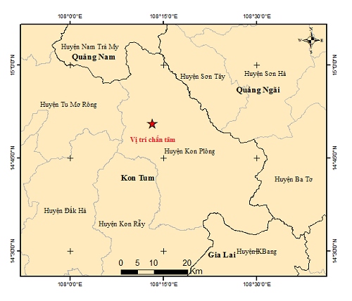 Kon Tum tiếp tục ghi nhận 5 trận động đất