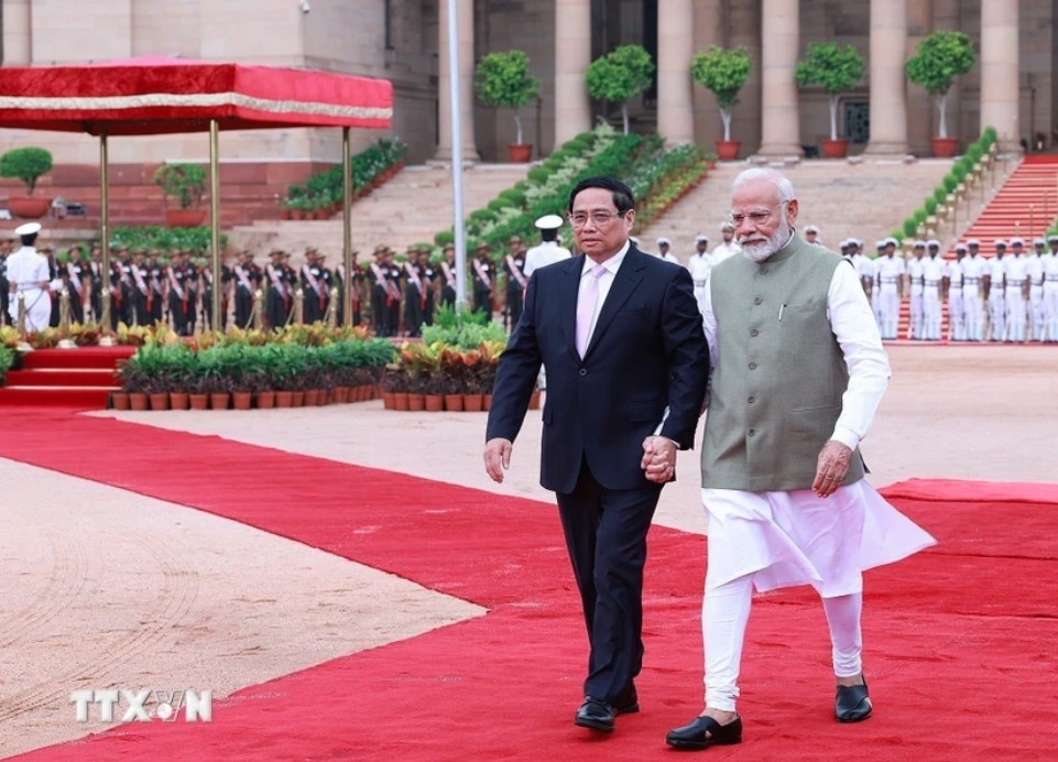 official welcome ceremony held for pm pham minh chinh in india picture 4