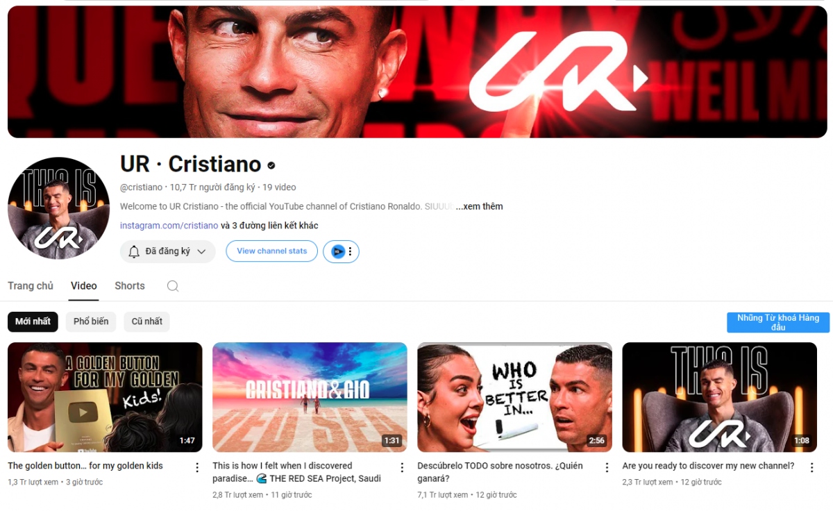 Ronaldo lập kỷ lục vô tiền khoáng hậu khi mở kênh YouTube