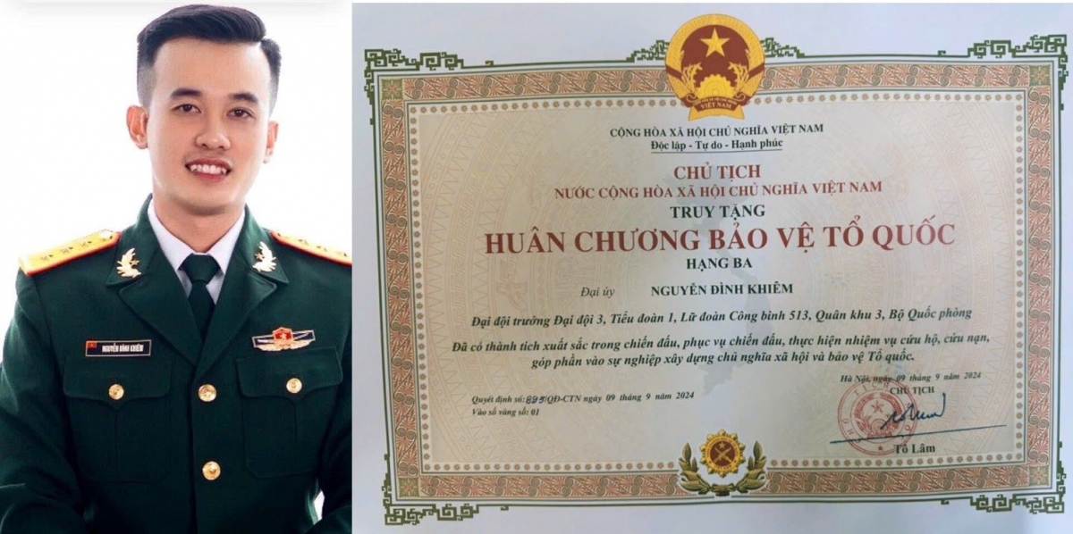 truy tang huan chuong bao ve to quoc hang ba cho Dai uy nguyen Dinh khiem hinh anh 1