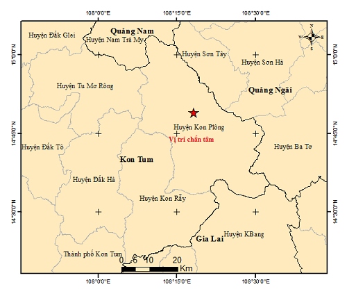 Kon Tum xảy ra động đất mạnh 3,5 độ richter