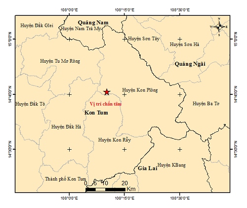 Kon Tum tiếp tục xảy ra 2 trận động đất