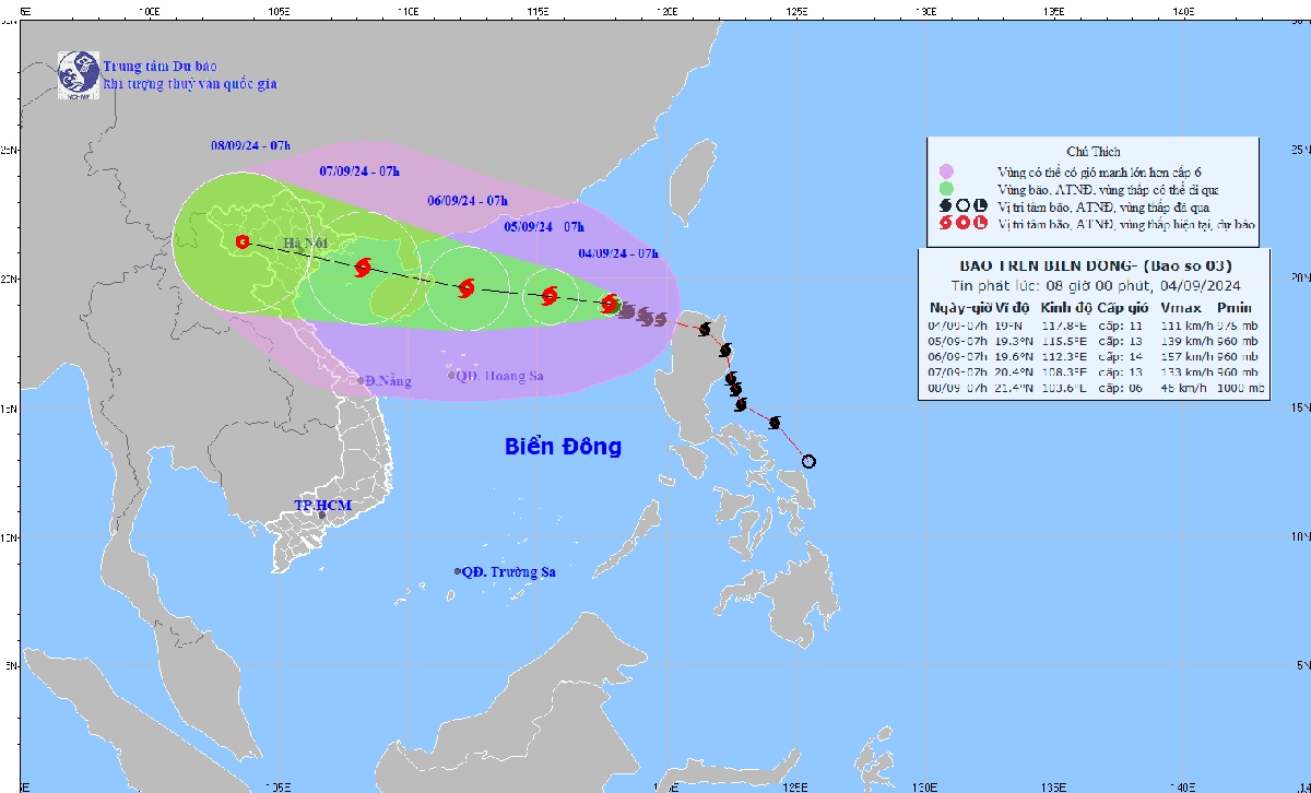 bao so 3 giat cap 13, suc gio vung gan tam bao len toi 117 km h hinh anh 1