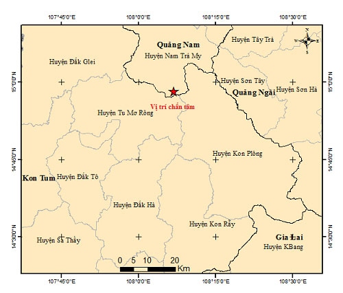 Kon Tum và Quảng Nam xảy ra động đất